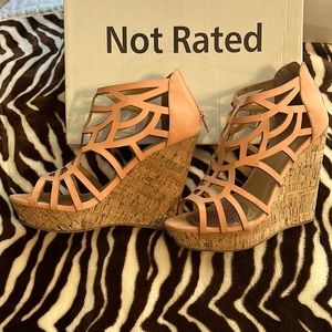 Wedge cut out Sandals. Slight imperfection where jelly comfort insert was moved.